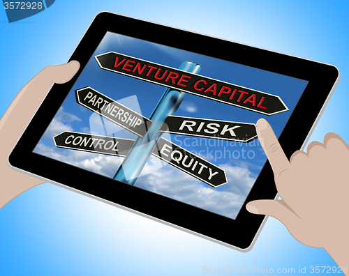 Image of Venture Capital Tablet Shows Partnership Risk Control And Equity