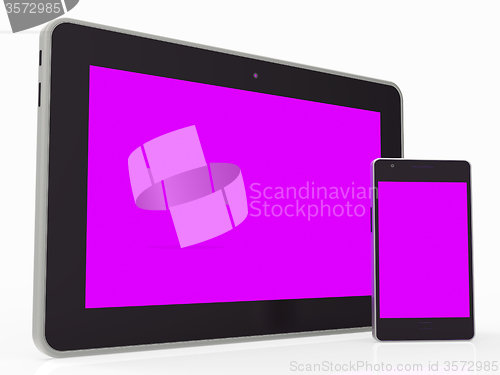 Image of Smartphone Tablet Represents Empty Space And Communication