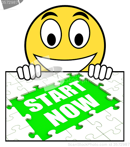 Image of Start Now Sign Means Begin Immediately Or Don\'t Wait