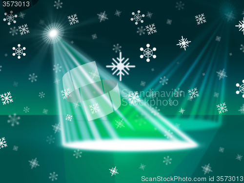 Image of Spotlight Snowflake Indicates Stage Lights And Beam