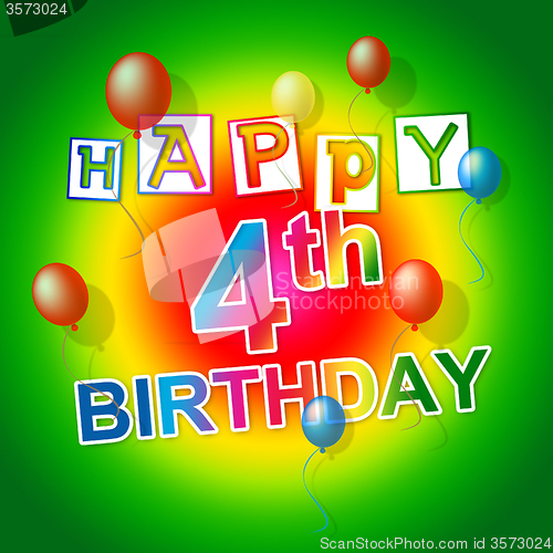 Image of Happy Birthday Means Celebration Four And Party