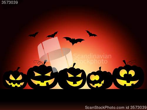 Image of Bats Halloween Means Trick Or Treat And Pumpkin