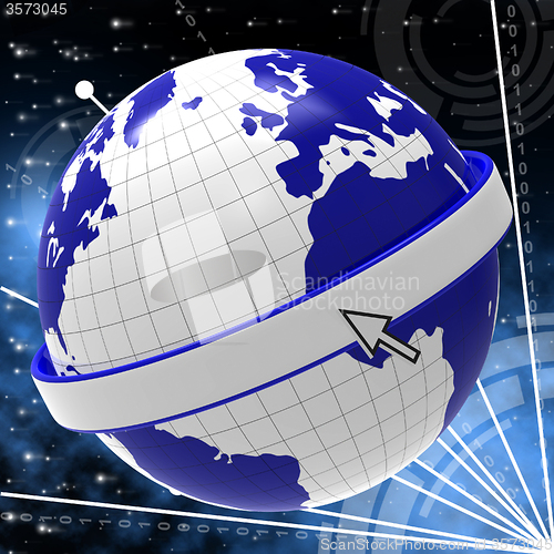 Image of Computer Global Represents Network Server And Communicate