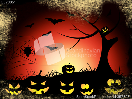 Image of Bats Tree Indicates Trick Or Treat And Autumn