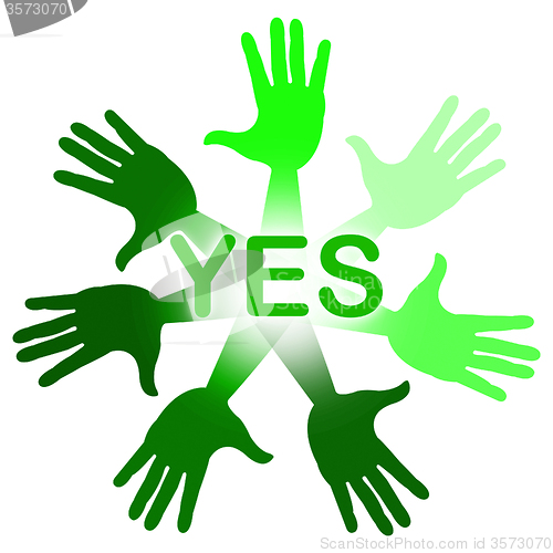 Image of Hands Yes Means Agreeing O.K. And Affirm