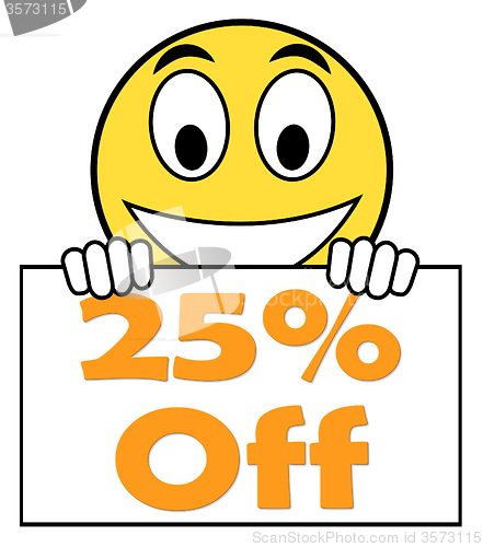 Image of Twenty Five Percent Sign Shows Sale Discount Or 25 Off