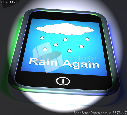Image of Rain Again On Phone Displays Wet  Miserable Weather