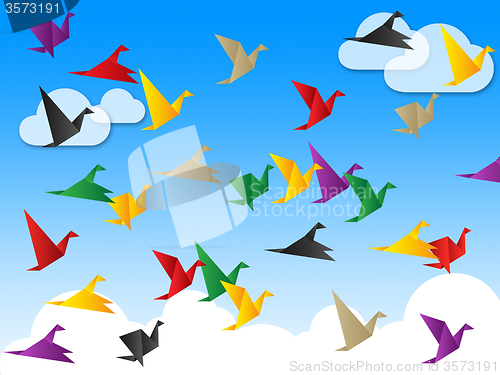 Image of Flying Freedom Indicates Flock Of Birds And Escaped