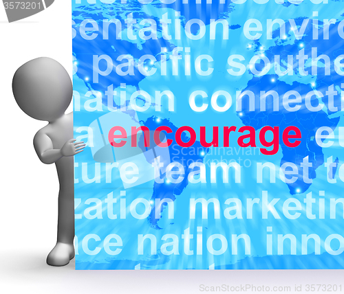 Image of Encourage Word Cloud Sign Shows Promote Boost Encouraged