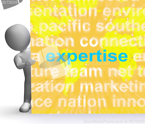 Image of Expertise Word Cloud Sign Shows Skills Proficiency And Capabilit