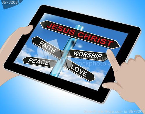 Image of Jesus Christ Tablet Means Faith Worship Peace And Love