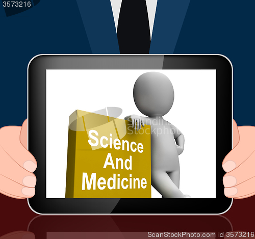 Image of Science And Medicine Book With Character Displays Medical Resear