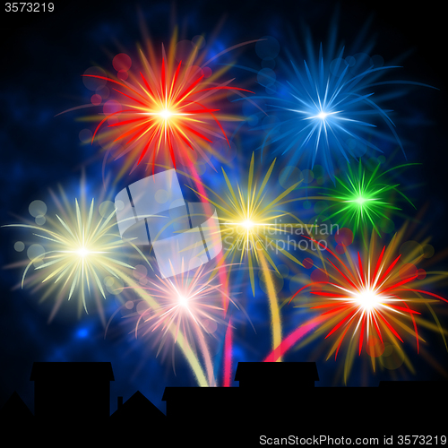 Image of Color Fireworks Shows Explosion Background And Celebration