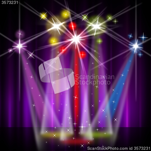 Image of Red Stage Represents Beam Of Light And Colorful