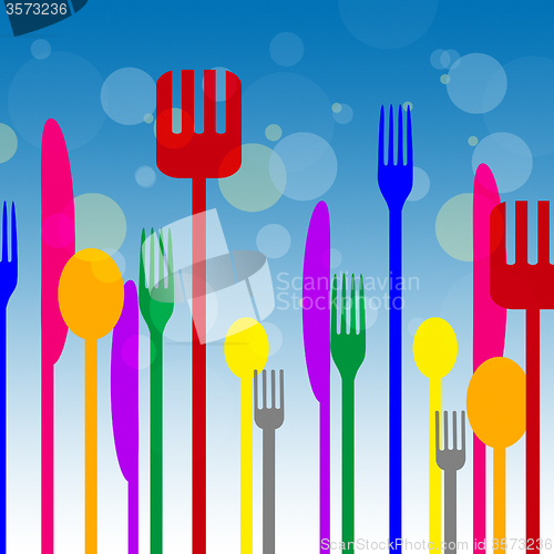 Image of Spoons Forks Represents Knife Utensils And Cutlery