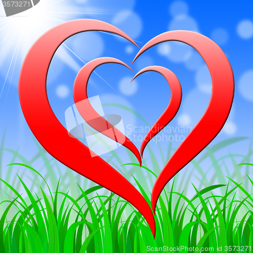 Image of Background Heart Shows Valentines Day And Backdrop