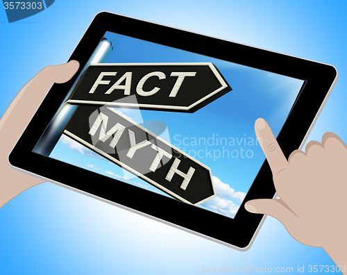 Image of Fact Myth Tablet Means Correct Or Incorrect Information