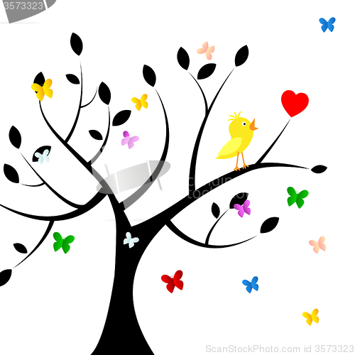 Image of Birds Tree Indicates Heart Shape And Environment