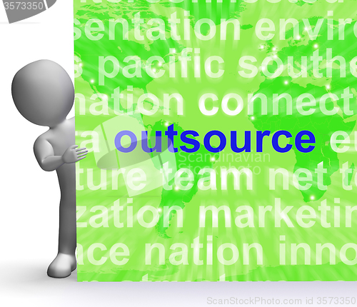Image of Outsource Word Cloud Sign Shows Subcontract And Freelance