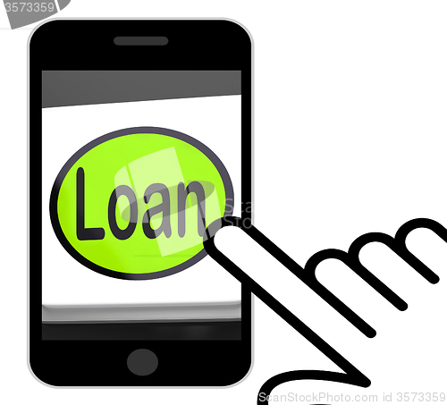 Image of Loan Button Displays Lending Or Providing Advance