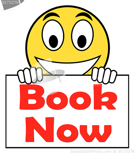 Image of Book Now On Sign Shows For Hotel Or Flight Reservation