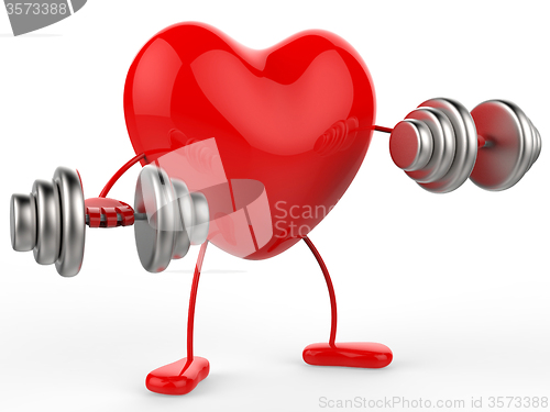 Image of Weights Heart Shows Get Fit And Aerobic