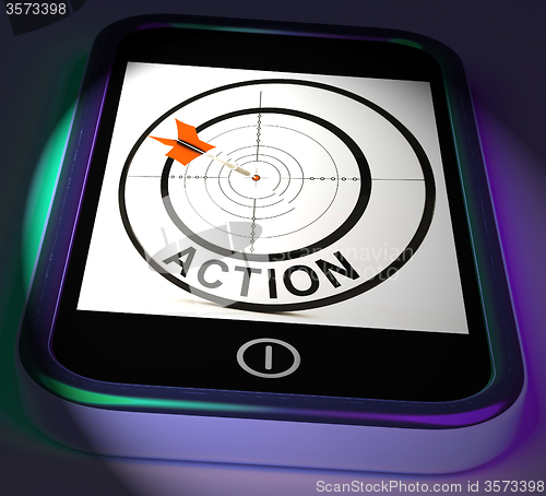 Image of Action Smartphone Displays Acting To Reach Goals