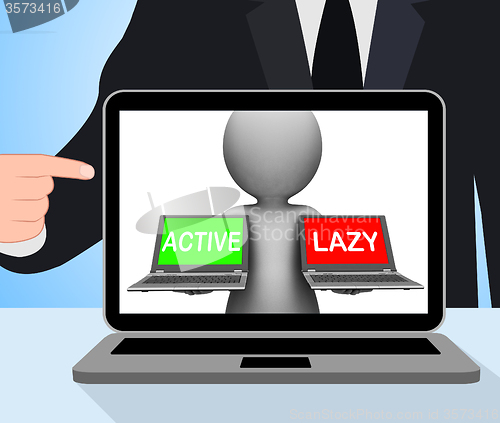 Image of Active Lazy Laptops Displays Action Or Inaction