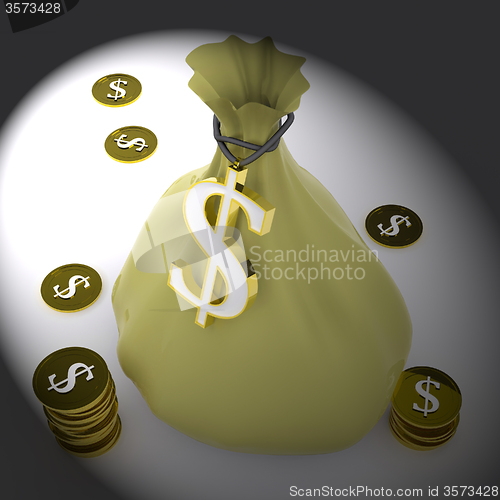 Image of Dollar Bag Means Wealth Currency And Earnings