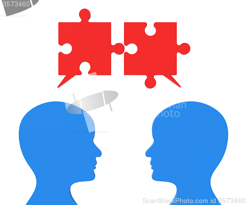 Image of Speech Bubble Shows Jigsaw Puzzle And Chat