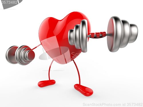 Image of Weights Heart Shows Working Out And Active