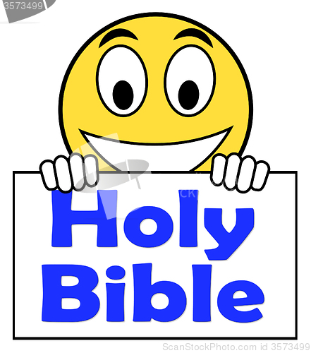 Image of Holy Bible On Sign Shows Religious Book