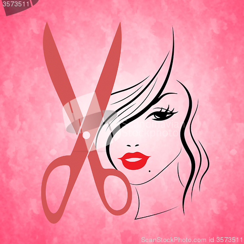Image of Woman Pink Indicates Hairdressing Female And Haircut