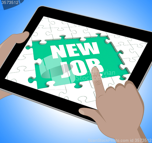 Image of New Job Tablet Shows Changing Jobs Or Employment