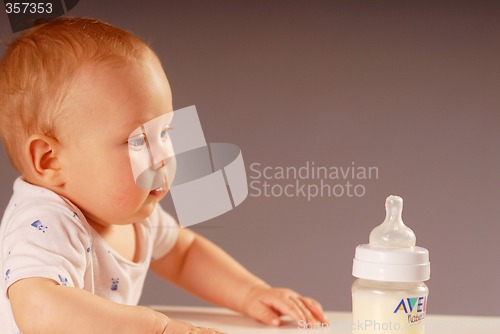 Image of Child with a feeding bottle