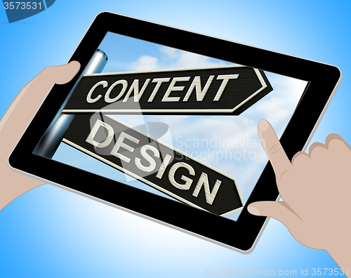 Image of Content Design Tablet Means Message And Graphics