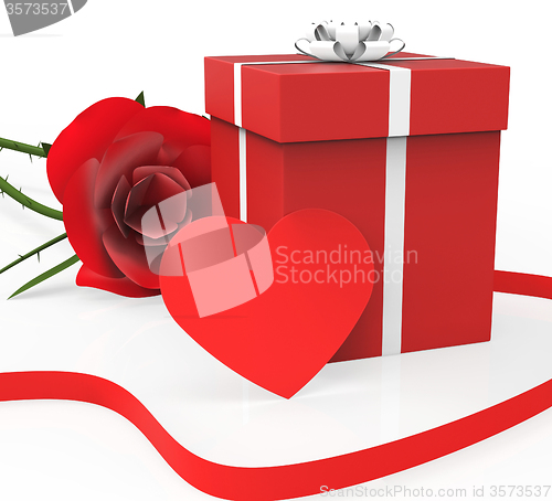 Image of Gift Card Represents Heart Shape And Bloom