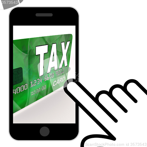 Image of Tax On Credit Debit Card Displays Taxes Return IRS