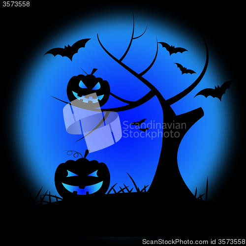 Image of Halloween Pumpkin Shows Trick Or Treat And Branch