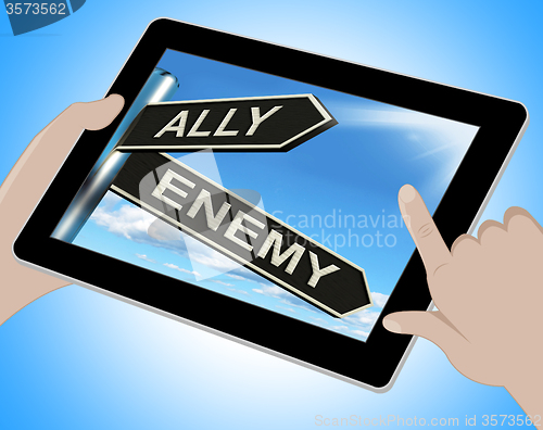 Image of Ally Enemy Tablet Shows Friend Or Adversary