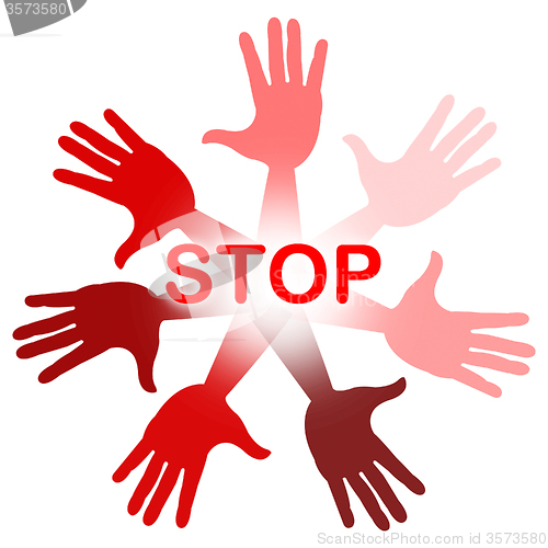 Image of Hands Warning Represents Red Disapproval And Refusal