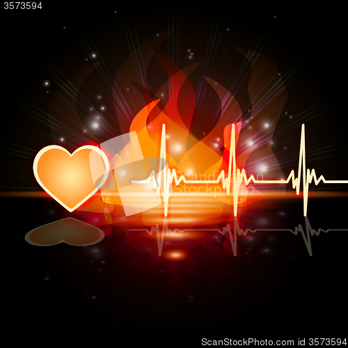 Image of Heartbeat Fire Means Valentine Day And Cardiac