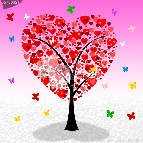 Image of Tree Hearts Indicates Valentine\'s Day And Affection