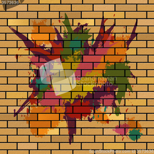 Image of Brick Wall Shows Brick-Wall Splattered And Splashes