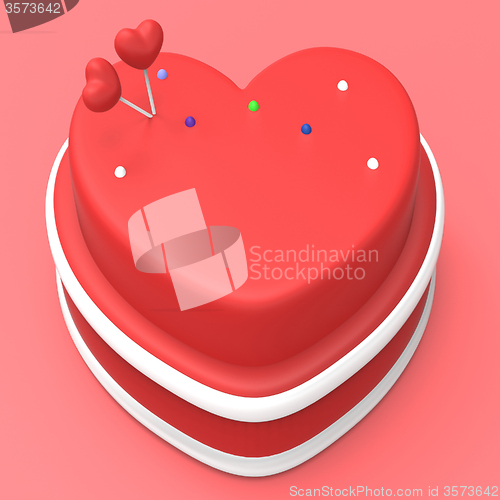 Image of Heart Cake Represents Valentines Day And Gateau