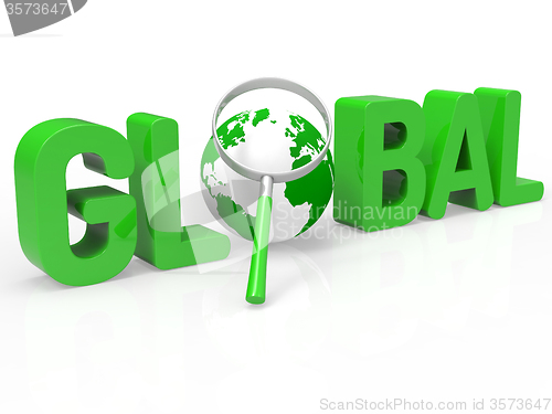 Image of Global Magnifier Shows Searching Globe And Magnifying