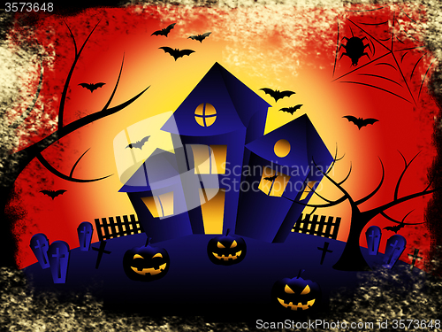 Image of Haunted House Shows Trick Or Treat And Celebration