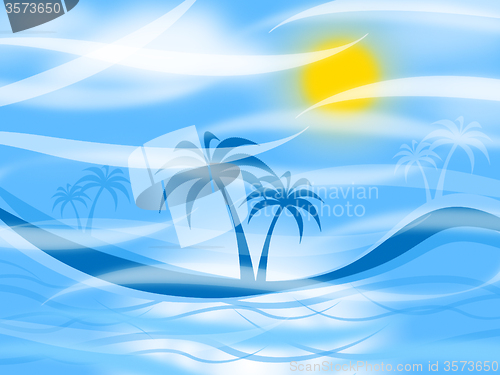 Image of Tropical Island Represents Palm Tree And Background