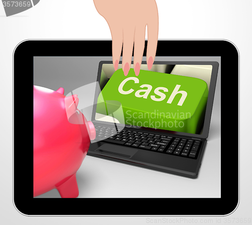 Image of Cash Key Displays Online Finances Earnings And Savings