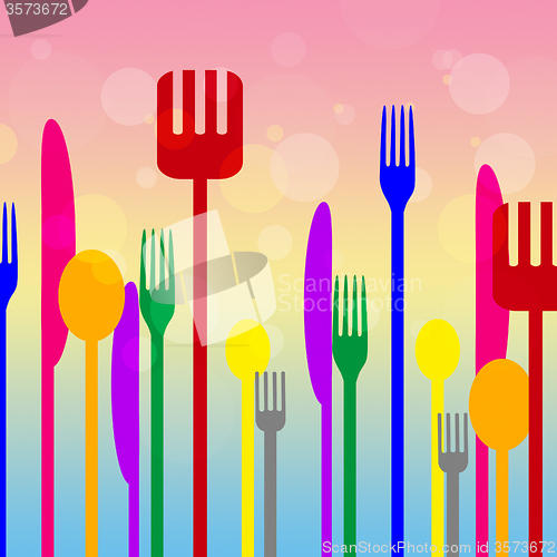 Image of Food Cutlery Means Fork Knife And Eat